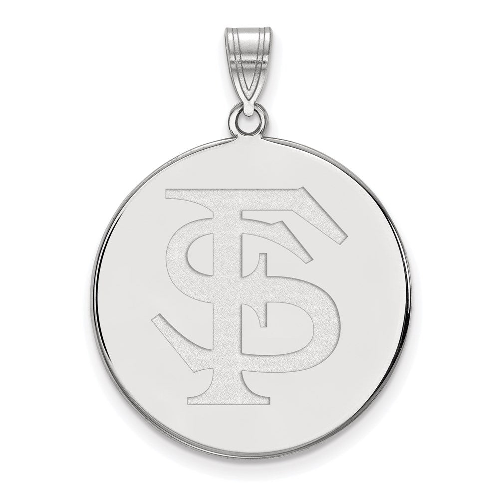 10K White Gold Logoart Florida State University F S Extra Large Disc Pendant