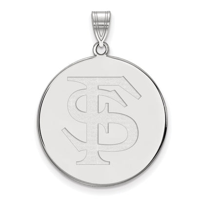 10K White Gold Logoart Florida State University F S Extra Large Disc Pendant
