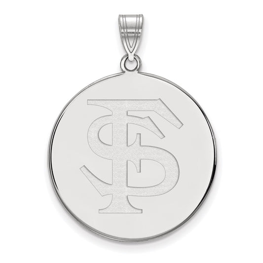 14K White Gold Logoart Florida State University F S Extra Large Disc Pendant