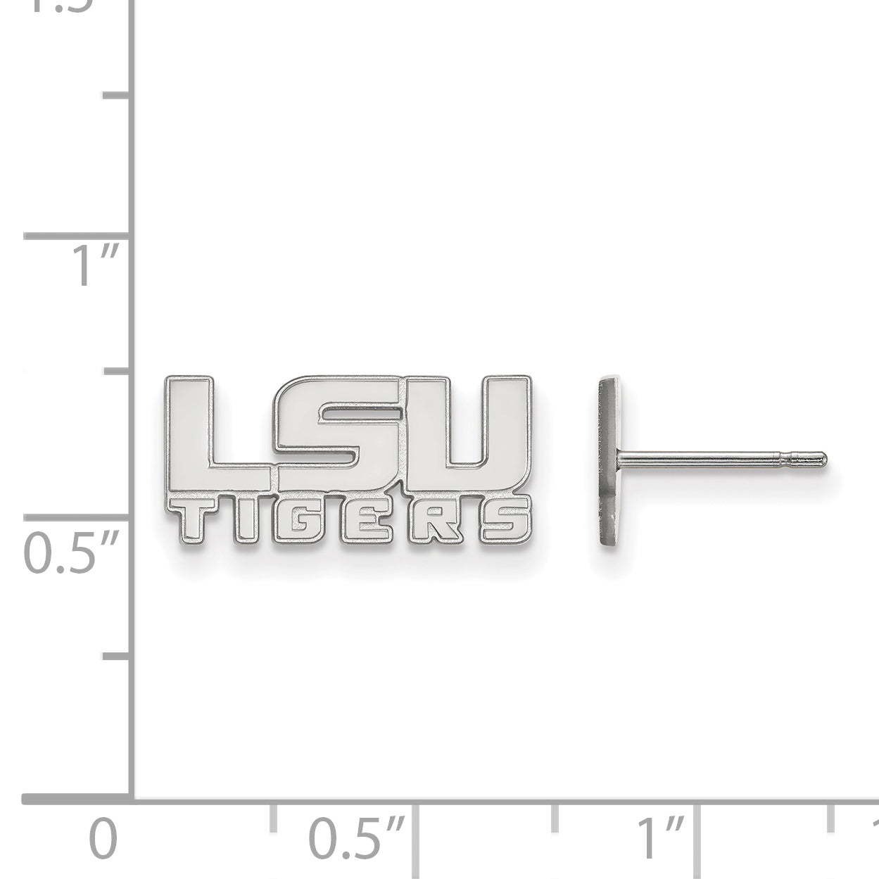 Sterling Silver Rhodium Plated Logoart Louisiana State University L S U Tigers Extra Small Post Earrings
