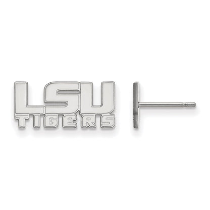 10K White Gold Logoart Louisiana State University L S U Tigers Extra Small Post Earrings