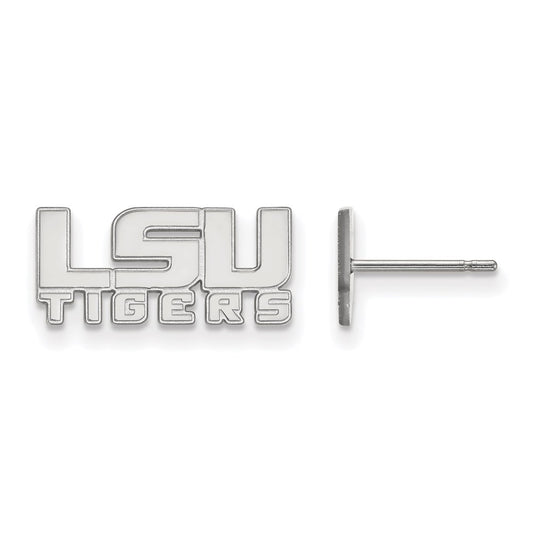10K White Gold Logoart Louisiana State University L S U Tigers Extra Small Post Earrings