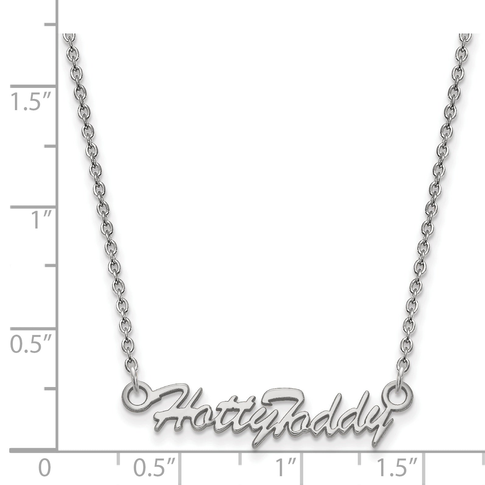 Sterling Silver Rhodium Plated Logoart University Of Mississippi Hotty Toddy Script 18 Inch Necklace