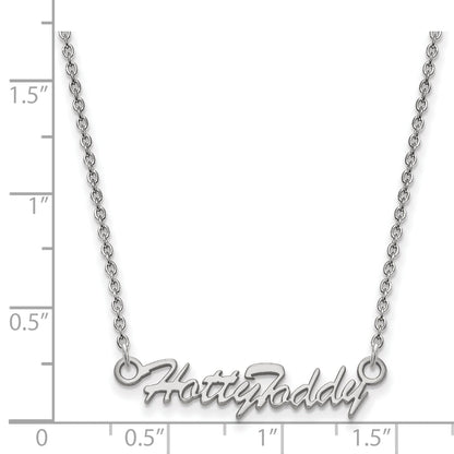 Sterling Silver Rhodium Plated Logoart University Of Mississippi Hotty Toddy Script 18 Inch Necklace