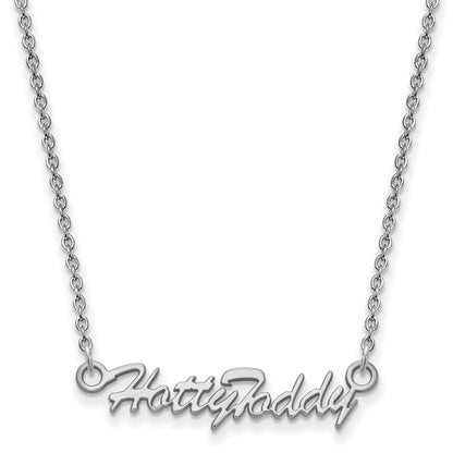 Sterling Silver Rhodium Plated Logoart University Of Mississippi Hotty Toddy Script 18 Inch Necklace