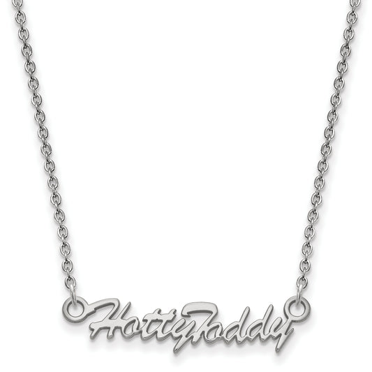 Sterling Silver Rhodium Plated Logoart University Of Mississippi Hotty Toddy Script 18 Inch Necklace