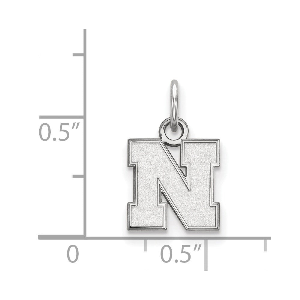 14K White Gold Logoart University Of Nebraska Letter N Extra Small Pendant