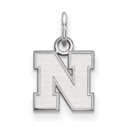 14K White Gold Logoart University Of Nebraska Letter N Extra Small Pendant