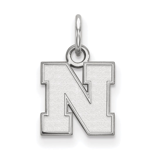 14K White Gold Logoart University Of Nebraska Letter N Extra Small Pendant