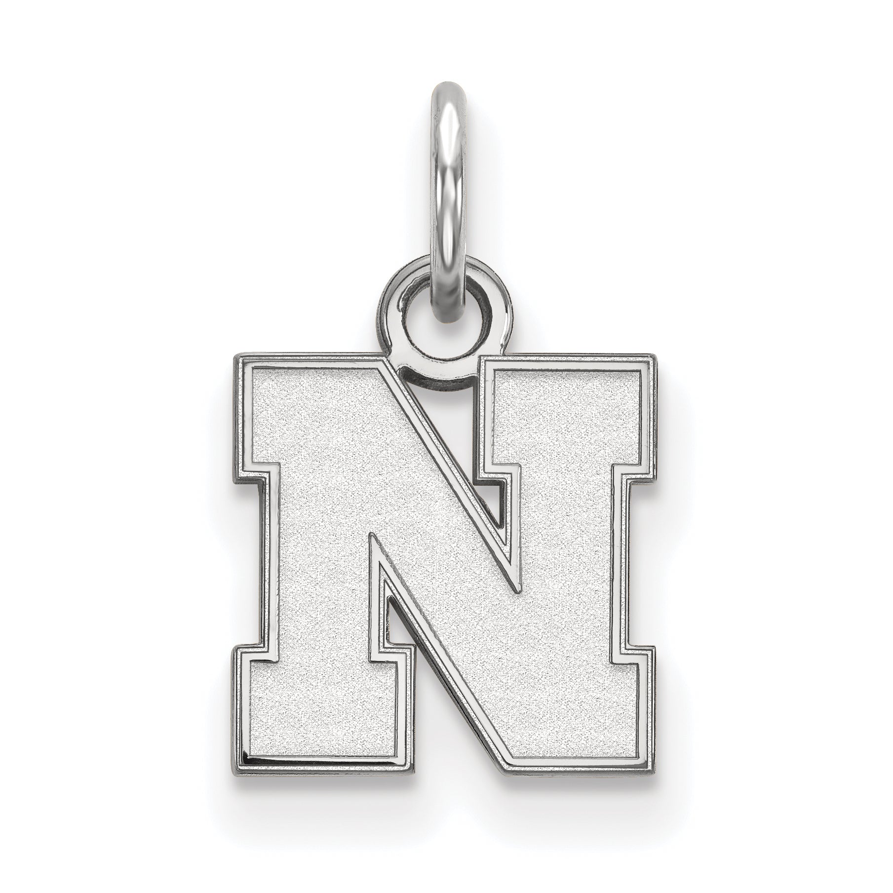 Sterling Silver Rhodium Plated Logoart University Of Nebraska Letter N Extra Small Pendant