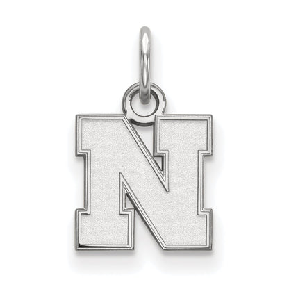 Sterling Silver Rhodium Plated Logoart University Of Nebraska Letter N Extra Small Pendant