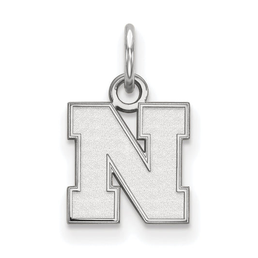 Sterling Silver Rhodium Plated Logoart University Of Nebraska Letter N Extra Small Pendant
