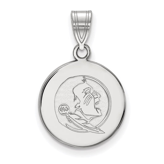 10K White Gold Logoart Florida State University Seminole Medium Disc Pendant