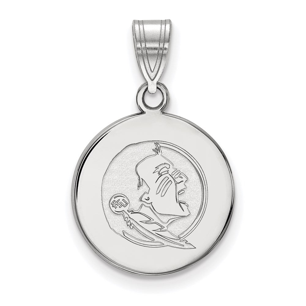 14K White Gold Logoart Florida State University Seminole Medium Disc Pendant