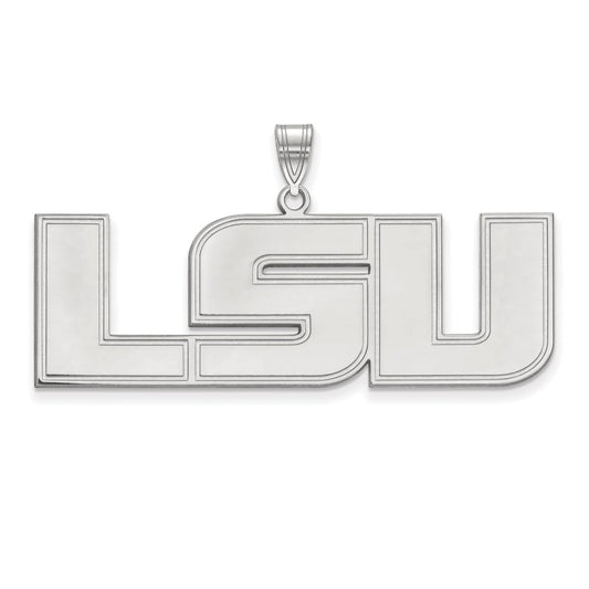 14K White Gold Logoart Louisiana State University L S U Extra Large Pendant