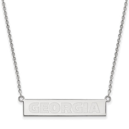 Sterling Silver Rhodium Plated Logoart University Of Georgia Small Bar 18 Inch Necklace