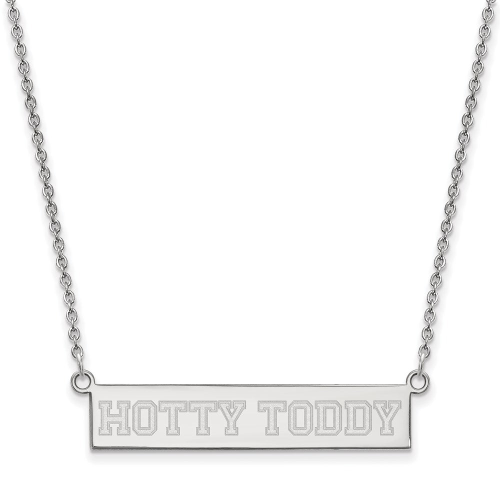 Sterling Silver Rhodium Plated Logoart University Of Mississippi Hotty Toddy Small Bar 18 Inch Necklace