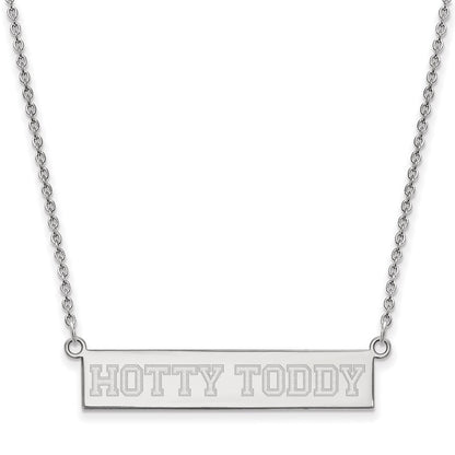 Sterling Silver Rhodium Plated Logoart University Of Mississippi Hotty Toddy Small Bar 18 Inch Necklace