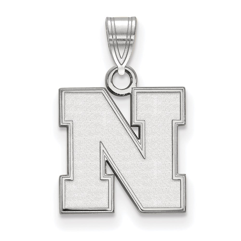 14K White Gold Logoart University Of Nebraska Letter N Small Pendant