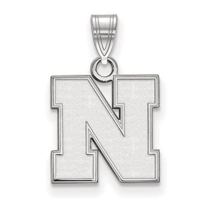 10K White Gold Logoart University Of Nebraska Letter N Small Pendant