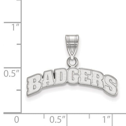 Sterling Silver Rhodium Plated Logoart University Of Wisconsin Badgers Medium Pendant