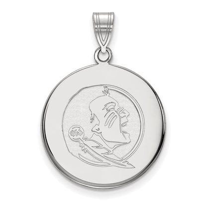 14K White Gold Logoart Florida State University Seminole Large Disc Pendant