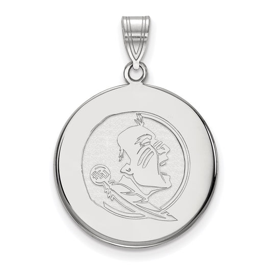 14K White Gold Logoart Florida State University Seminole Large Disc Pendant