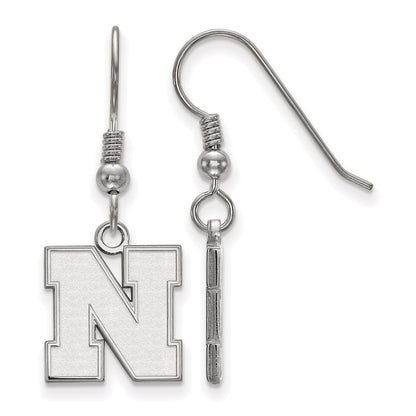 Sterling Silver Rhodium Plated Logoart University Of Nebraska Letter N Small Dangle Wire Earrings