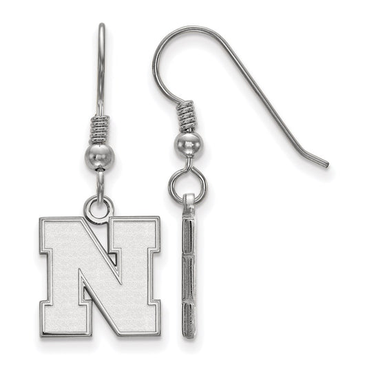 Sterling Silver Rhodium Plated Logoart University Of Nebraska Letter N Small Dangle Wire Earrings