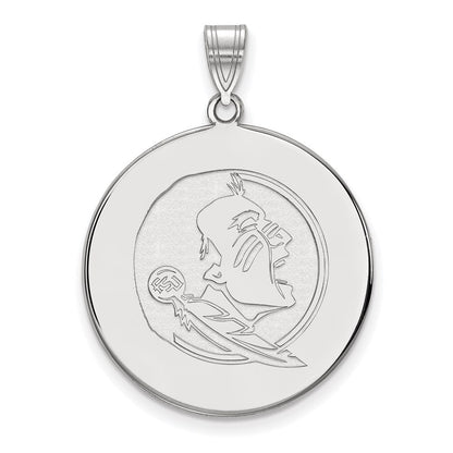 14K White Gold Logoart Florida State University Seminole Extra Large Disc Pendant