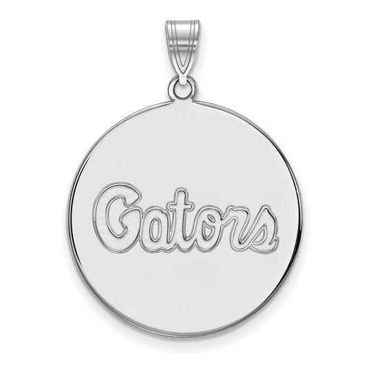 14K White Gold Logoart University Of Florida Gators Script Extra Large Disc Pendant