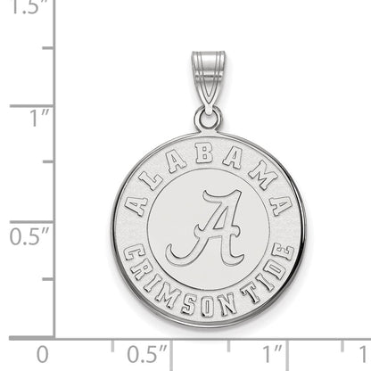 Sterling Silver Rhodium Plated Logoart University Of Alabama Crimson Tide Large Disc Pendant