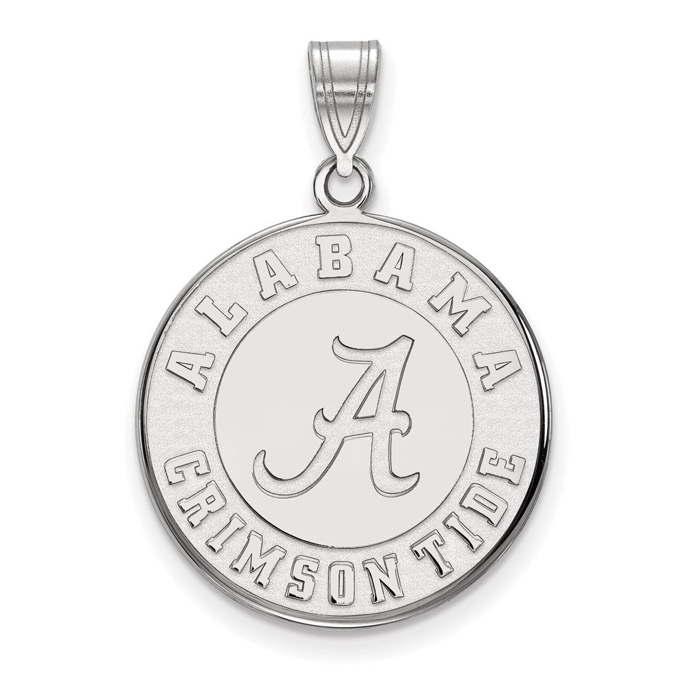 14K White Gold Logoart University Of Alabama Crimson Tide Large Disc Pendant