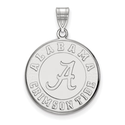 14K White Gold Logoart University Of Alabama Crimson Tide Large Disc Pendant