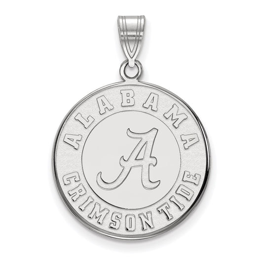 Sterling Silver Rhodium Plated Logoart University Of Alabama Crimson Tide Large Disc Pendant