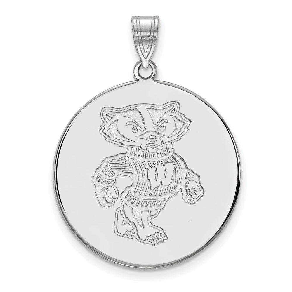 14K White Gold Logoart University Of Wisconsin Badger Extra Large Disc Pendant