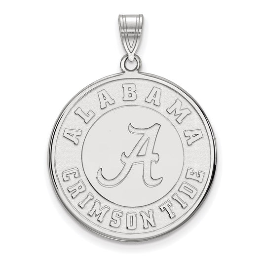 Sterling Silver Rhodium Plated Logoart University Of Alabama Crimson Tide Extra Large Disc Pendant