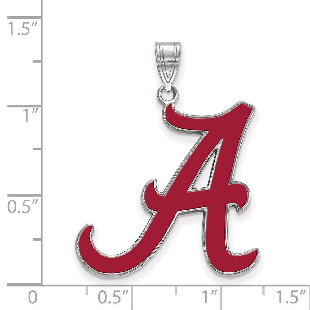 Sterling Silver Rhodium Plated Logoart University Of Alabama Letter A Extra Large Enameled Pendant
