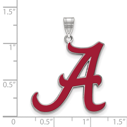 Sterling Silver Rhodium Plated Logoart University Of Alabama Letter A Extra Large Enameled Pendant