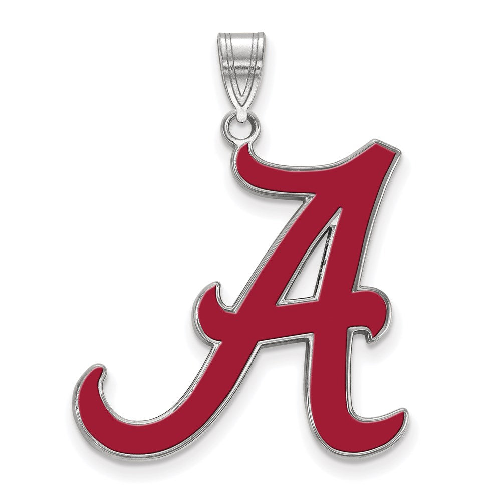 Sterling Silver Rhodium Plated Logoart University Of Alabama Letter A Extra Large Enameled Pendant
