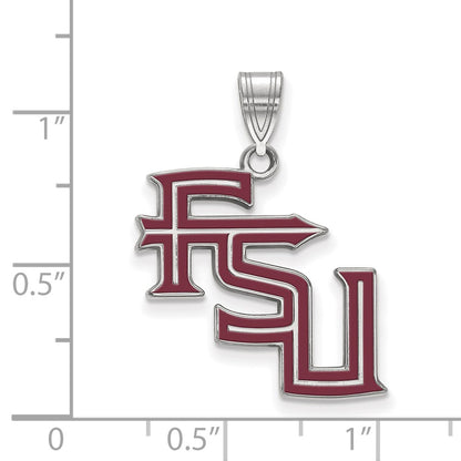 Sterling Silver Rhodium Plated Logoart Florida State University F S U Large Enameled Pendant