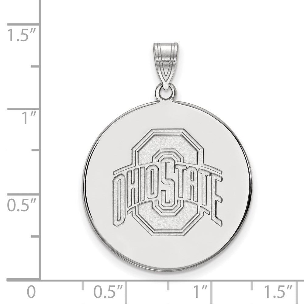 Sterling Silver Rhodium Plated Logoart The Ohio State University Extra Large Disc Pendant