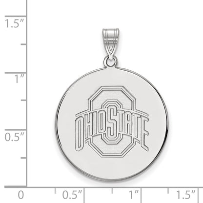 Sterling Silver Rhodium Plated Logoart The Ohio State University Extra Large Disc Pendant