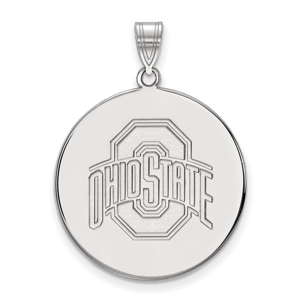 Sterling Silver Rhodium Plated Logoart The Ohio State University Extra Large Disc Pendant