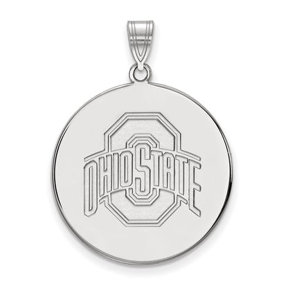 Sterling Silver Rhodium Plated Logoart The Ohio State University Extra Large Disc Pendant