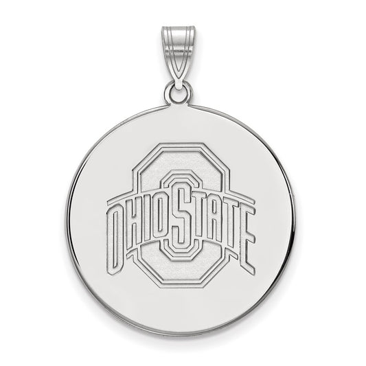 Sterling Silver Rhodium Plated Logoart The Ohio State University Extra Large Disc Pendant