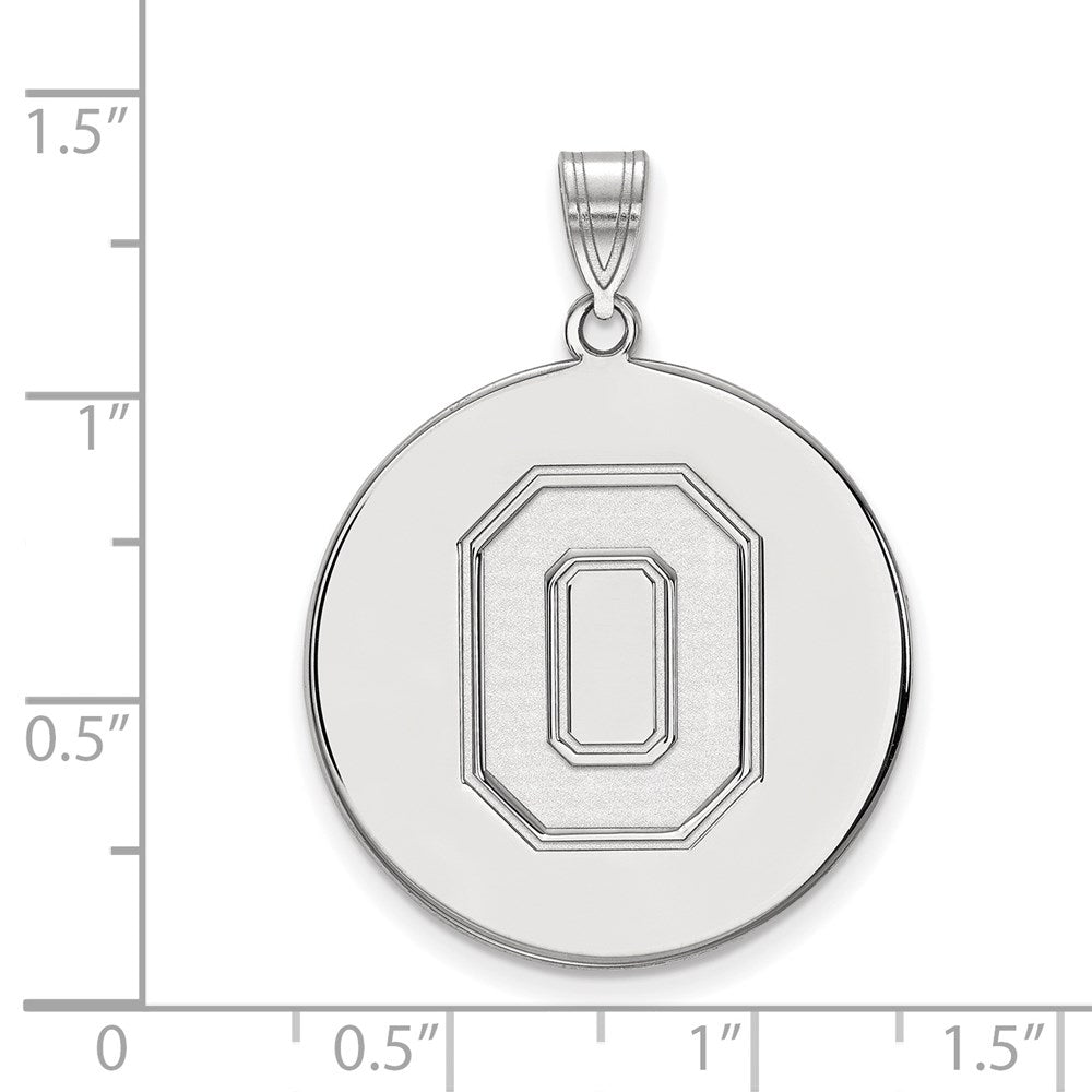 Sterling Silver Rhodium Plated Logoart The Ohio State University Letter O Extra Large Disc Pendant