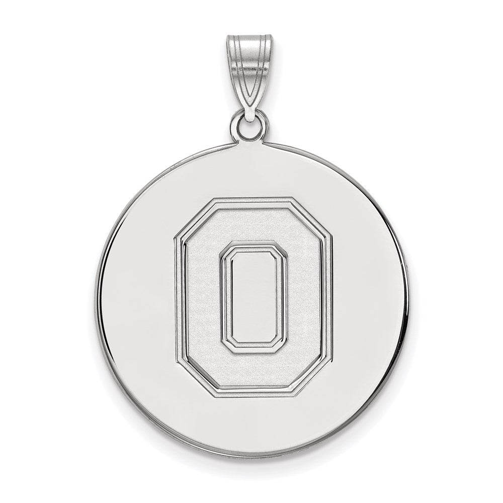Sterling Silver Rhodium Plated Logoart The Ohio State University Letter O Extra Large Disc Pendant