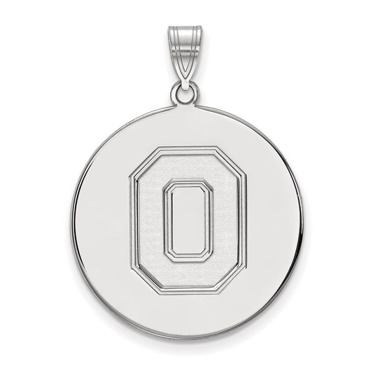 Sterling Silver Rhodium Plated Logoart The Ohio State University Letter O Extra Large Disc Pendant