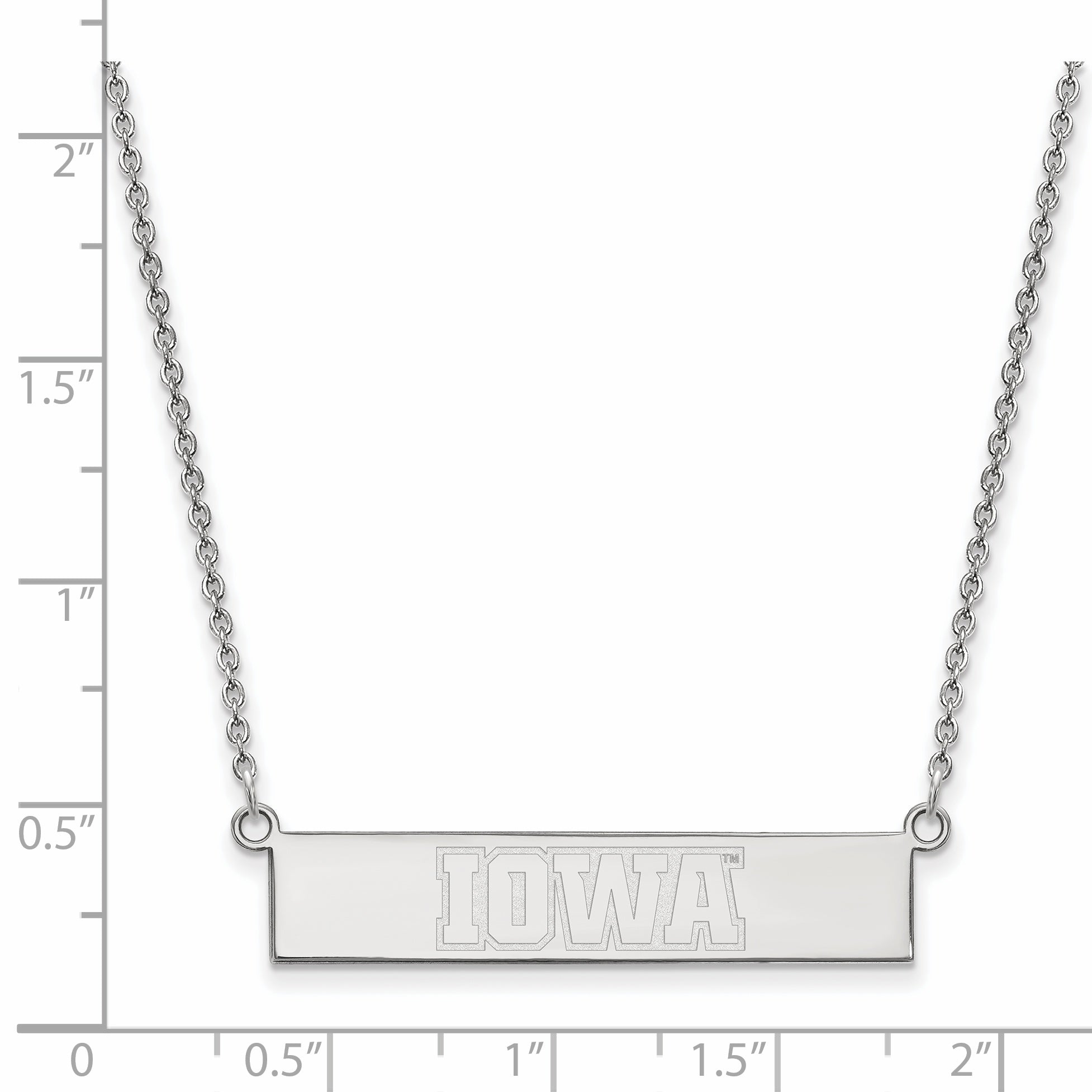 Sterling Silver Rhodium Plated Logoart University Of Iowa Small Bar 18 Inch Necklace